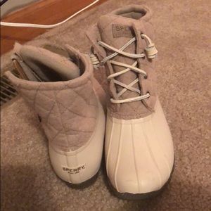 Sperrys size 8. And.  Vans size 4.